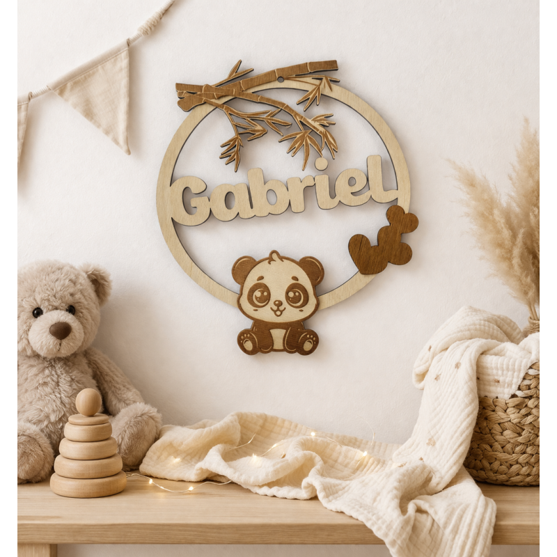 Décoration murale PANDA personnalisée – Prénom de l’enfant