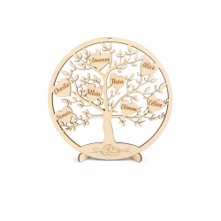 Arbre de vie personnalisé avec fleur de vie – Décoration murale en bois – Arbre de vie famille