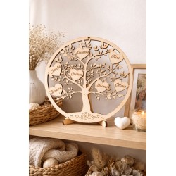 Arbre de vie personnalisé avec fleur de vie – Décoration murale en bois – Arbre de vie famille