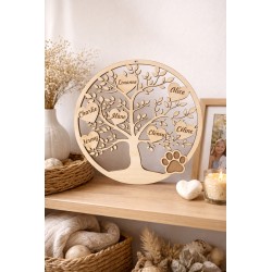 Arbre de vie personnalisé avec fleur de vie – Décoration murale en bois – Arbre de vie famille