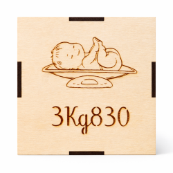 Dé de naissance personnalisé en bois – Cadeau naissance bébé – Cube souvenirs prénom, date, heure, poids, taille