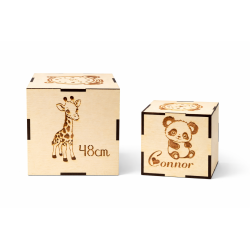 Dé de naissance personnalisé en bois – Cadeau naissance bébé – Cube souvenirs prénom, date, heure, poids, taille