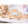 Nuage bébé personnalisé bois – Porte bracelet naissance – Prénom et date gravés – Décoration chambre bébé avec support