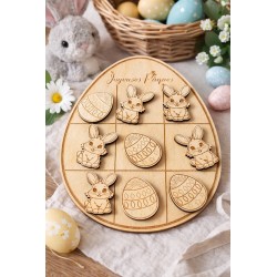 Morpion en bois artisanal – Jeu enfant à colorier | Les Gravures de l’Aven