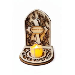 Photophore souvenir personnalisé en bois – Croix – Hommage & mémoire