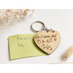 Porte-clés & Magnet cœur personnalisés | Écriture manuscrite enfant