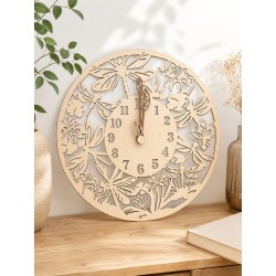 Horloge murale en bois 30 cm – libellules – Décoration naturelle artisanale