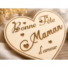 Magnet cœur personnalisé en bois – Je t’aime Mamie, Papy, Papa, Maman