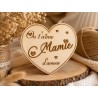 Magnet cœur personnalisé en bois – Je t’aime Mamie, Papy, Papa, Maman
