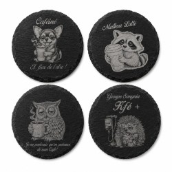 Dessous de verre en ardoise gravés – Team Apéro & Team Café