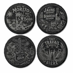 Dessous de verre en ardoise gravés – Team Apéro & Team Café