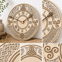 Horloge Celtique en Bois Gravée – Décoration Murale Bretonne | Les Gravures de l'Avenr