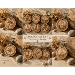Porte-clé Breton en Bois Gravé – Collection BZH | Les gravures de l'Aven