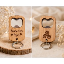 Décapsuleur Breton Personnalisé en Bois | Porte-Clés Gravé
