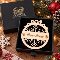 Ornement de Noël personnalisé en bois – Flocon | Les Gravures de l’Aven