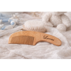 Peigne Bébé Personnalisé en Bois – Prénom Gravé – Cadeau Naissance