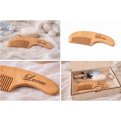 Peigne Bébé Personnalisé en Bois – Prénom Gravé – Cadeau Naissance