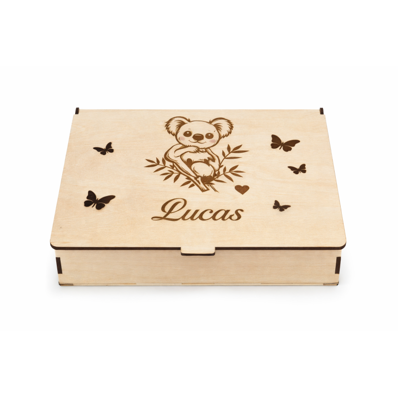 Boîte Naissance Personnalisée en Bois – Coffret Prénom et Illustration Gravés