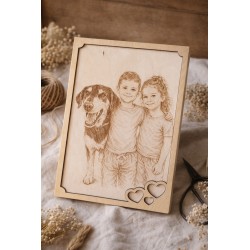 Portrait gravé personnalisé sur bois – à partir de votre photo