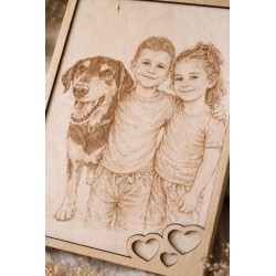 Portrait gravé personnalisé sur bois – à partir de votre photo