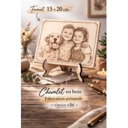 Portrait gravé personnalisé sur bois – à partir de votre photo
