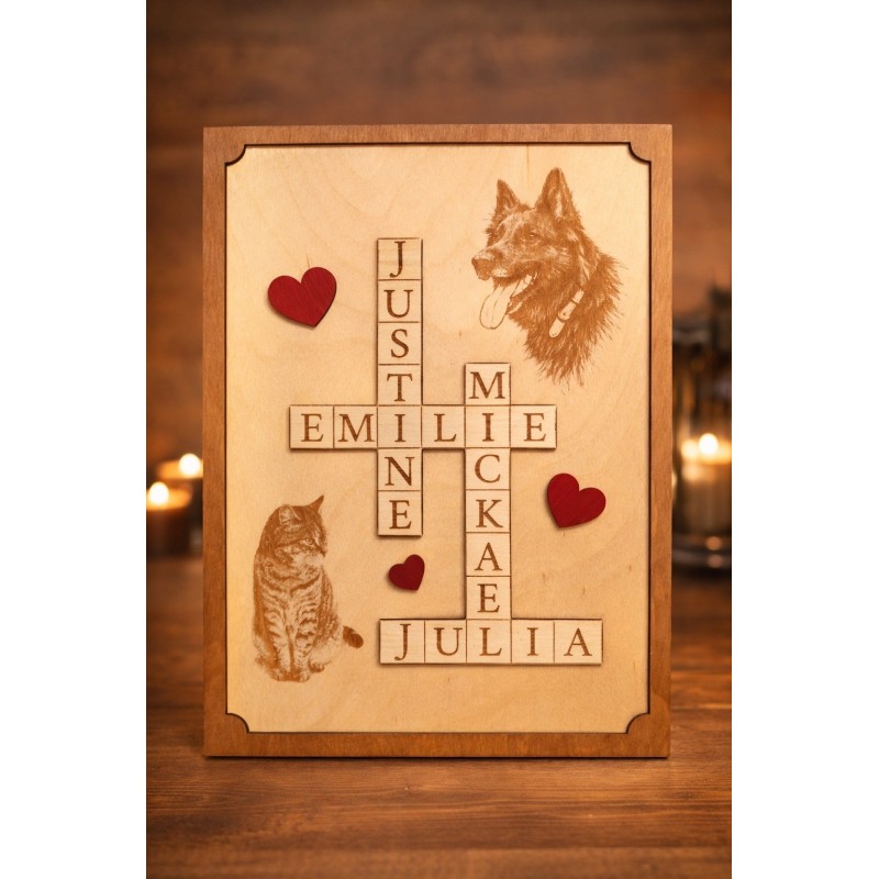 Tableau mots croisés personnalisé – Famille & animaux