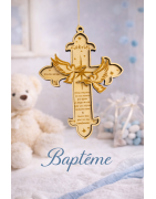 Décorations et souvenirs de baptême personnalisés en bois